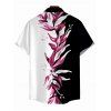 Vacation Vintage Couple Outfit Contract Color Tropical Plant Print Skew Neck Bodycon Maxi Dress and Shirt Set - Noir S | US 4