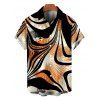 Vintage Couple Outfit Colorblock Abstract Ray Wave Stripe Print Skew Neck Mermaid Bodycon Maxi Dress and Shirt Set - Noir S | US 4