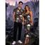 Gothic Couple Outfit Skulls Sunflower Roser Floral Print Spaghetti Strap Bodycon Dress and Shirt Set - Noir S | US 4