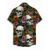 Gothic Couple Outfit Skulls Sunflower Roser Floral Print Spaghetti Strap Bodycon Dress and Shirt Set - Noir S | US 4