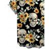 Vintage Gothic Couple Outfit Skulls Sunflower Leaf Print Ruched Bust Mini Dress and Shirt Set - Noir S | US 4