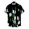 Men's Vintage Shirt Colorblock Geometric Print Button Up Shirt - Vert L