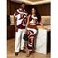 Vacation Couple Outfit Fluid Art Print Tank Top High Slit Bodycon Skirt Women Set and Shirt - Brun S | US 4