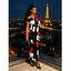 Vintage Dress Colorblock Geometric Print Skew Neck Mermaid Bodycon Maxi Dress - Vert XL | US 12