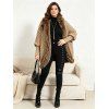 Vintage Sweater Coat Cable Knit Faux Fur Open Front Cinched Back Long Sleeve Coat - café ONE SIZE