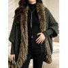 Gothic Women Outfit Cable Knit Faux Fur Open Front Cinched Back Coat and Grommet Buckle Lace Up Leggings Set - Vert Armée S | US 4