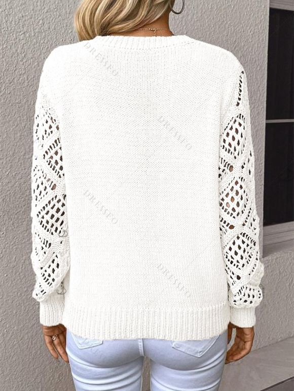 Pull gothique à col en V ajouré avec imprimé papillon et ailes croisées - Beige XL | US 12