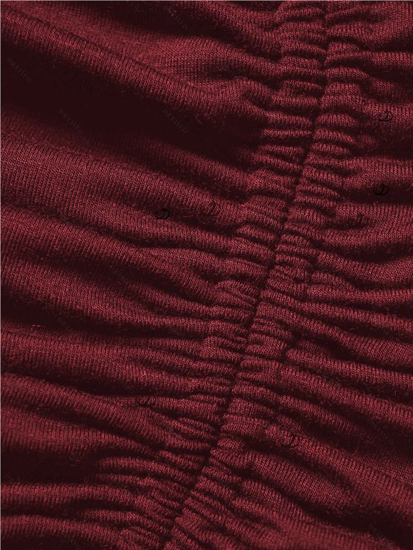 Sweat à capuche à lacets de couleur unie, haut à manches longues et œillets cintré - Rouge Vineux S | US 4
