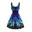 Vacation Dress Vintage Ombre Butterfly Wing Print Ruched Bust Mini Dress - Bleu profond XXXXXL | US 20