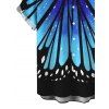 Men's Vacation Shirt Vintage Ombre Butterfly Wing Print Button Up Shirt - Bleu profond 5XL