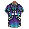 Men's Vintage Shirt Colorblock Butterfly Wing Print Button Up Shirt - Bleu profond S