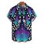 Men's Vintage Shirt Colorblock Butterfly Wing Print Button Up Shirt - Bleu profond S