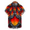 Men's Vintage Shirt Colorblock Butterfly Wing Print Button Up Shirt - Orange vif XL