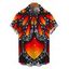 Men's Vintage Shirt Colorblock Butterfly Wing Print Button Up Shirt - Bleu profond S