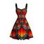 Vintage Dress Colorblock Butterfly Wing Print Ruched Bust Mini Dress - Bleu profond S | US 4