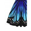 Vacation Couple Outfit Vintage Ombre Butterfly Wing Print Ruched Bust Mini Dress and Shirt Set - Bleu profond S | US 4