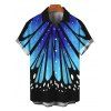 Vacation Couple Outfit Vintage Ombre Butterfly Wing Print Ruched Bust Mini Dress and Shirt Set - Bleu profond S | US 4