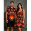 Vintage Couple Outfit Colorblock Butterfly Wing Print Ruched Bust Mini Dress and Shirt Set - Orange vif S | US 4