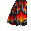Vintage Couple Outfit Colorblock Butterfly Wing Print Ruched Bust Mini Dress and Shirt Set - Orange vif S | US 4