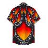Vintage Couple Outfit Colorblock Butterfly Wing Print Ruched Bust Mini Dress and Shirt Set - Orange vif S | US 4