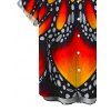 Vintage Couple Outfit Colorblock Butterfly Wing Print Ruched Bust Mini Dress and Shirt Set - Orange vif S | US 4