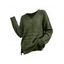 Casual Sweater Solid Color Hollow Out V Neck Drop Shoulder Knitted Top - PLANT GREEN XXL | US 14