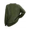 Casual Sweater Solid Color Hollow Out V Neck Drop Shoulder Knitted Top - PLANT GREEN XXL | US 14
