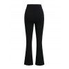 Casual Women Outfit Solid Color Hollow Out V Neck Drop Shoulder Sweater and Rivet High Waist Slit Flare Pants Set - Vert Armée S | US 4