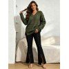Casual Sweater Solid Color Hollow Out V Neck Drop Shoulder Knitted Top - PLANT GREEN L | US 8-10