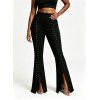 Casual Pants Rivet Solid Color High Waist Slit Flare Pants - Noir L | US 8-10