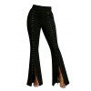 Casual Pants Rivet Solid Color High Waist Slit Flare Pants - Noir L | US 8-10