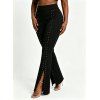 Casual Pants Rivet Solid Color High Waist Slit Flare Pants - Noir XL | US 12