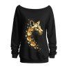 Casual Sweatshirt Leopard Print Skew Neck Pullover Sweatshirt - d'or XXL | US 14