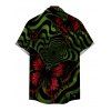 Gothic Couple Outfit Bloody Butterfly Colorblock Swirl Print Cropped Tank Top Bodycon Slit Skirt and Shirt Set - Vert profond S | US 4