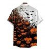 Halloween Gothic Couple Outfit Pumpkin Bats Print Cropped Tank Top Bodycon Slit Skirt and Shirt Set - Orange S | US 4