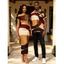 Vintage Couple Outfit Colorblock Abstract Geometric Print Ruched Skew Neck Bodycon Dress and Shirt Set - marron foncé S | US 4