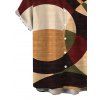 Men's Vintage Shirt Colorblock Abstract Geometric Print Button Up Shirt - marron foncé 5XL