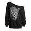 Casual Sweatshirt Leopard Print Skew Neck Pullover Sweatshirt - Noir XL | US 12