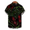 Men's Gothic Shirt Bloody Butterfly Colorblock Swirl Print Button Up Shirt - Vert profond S