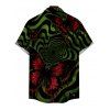 Men's Gothic Shirt Bloody Butterfly Colorblock Swirl Print Button Up Shirt - Vert profond S