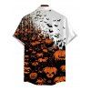 Men's Halloween Gothic Shirt Pumpkin Bats Print Button Up Shirt - Orange M