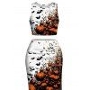 Halloween Gothic Women Outfit Pumpkin Bats Print Cropped Tank Top and Bodycon Slit Skirt Set - Orange XL | US 12