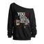 Halloween Gothic Sweatshirt Rose Floral Letter Poison Bottle Print Skew Neck Pullover Sweatshirt - Noir XL | US 12