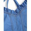 Vintage Couple Outfit Ruffled High Low Midi Faux Denim Dress and Front Pocket Denim Shirt Set - Bleu S | US 4