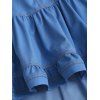 Vintage Couple Outfit Ruffled High Low Midi Faux Denim Dress and Front Pocket Denim Shirt Set - Bleu S | US 4