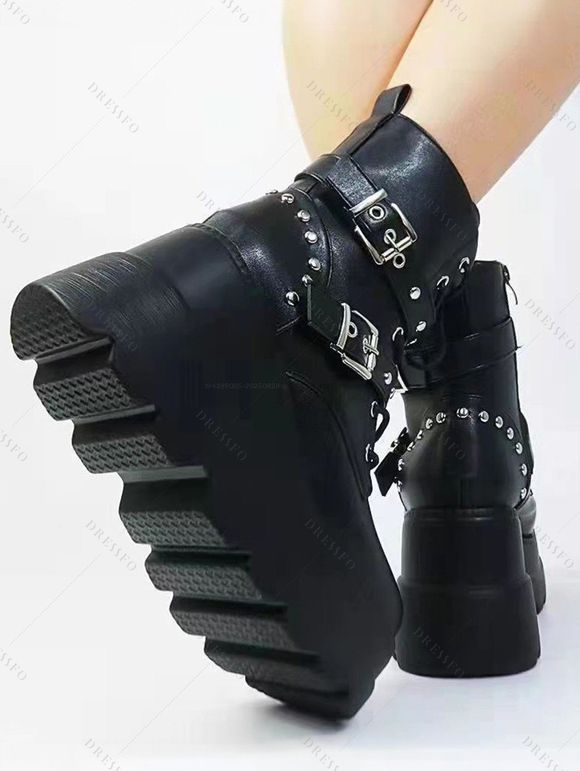 Women Outfit Textured Skew Neck Top Grommet Leggings and Buckle Boots Set - Vert Armée S | US 4
