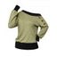 Casual Sweatshirt Colorblock Mock Button Ribbed Off the Shoulder Sweatshirt - Olive Verte M | US 6