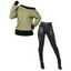 Casual Women Outfit Colorblock Mock Button Ribbed Off the Shoulder Sweatshirt and Zipper Buckle Strap Leggings Set - Olive Verte S | US 4