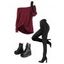 Women Outfit Textured Skew Neck Top Grommet Leggings and Buckle Boots Set - Gris S | US 4