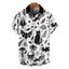 Men's Gothic Shirt Skulls Bat Black Cat Print Button Up Halloween Shirt - Blanc S